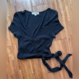 Urban Outfitters Black Tie-Front Tee
